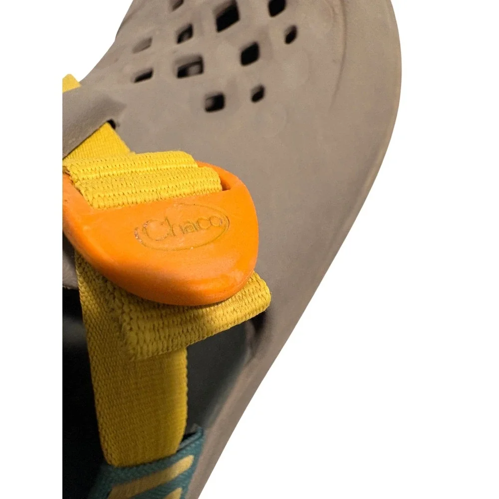 Chaco Kids Chillos Clog Grey Yellow Teal Adjustable Strap Sandals Size 3
